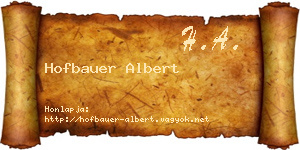Hofbauer Albert névjegykártya
