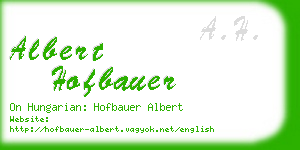albert hofbauer business card